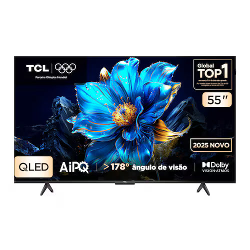 Smart TV 55” TCL 55P7K 4K QLED 60Hz HDR10+ Dolby Atmos Dolby Vision Sistema Operacional Google TV